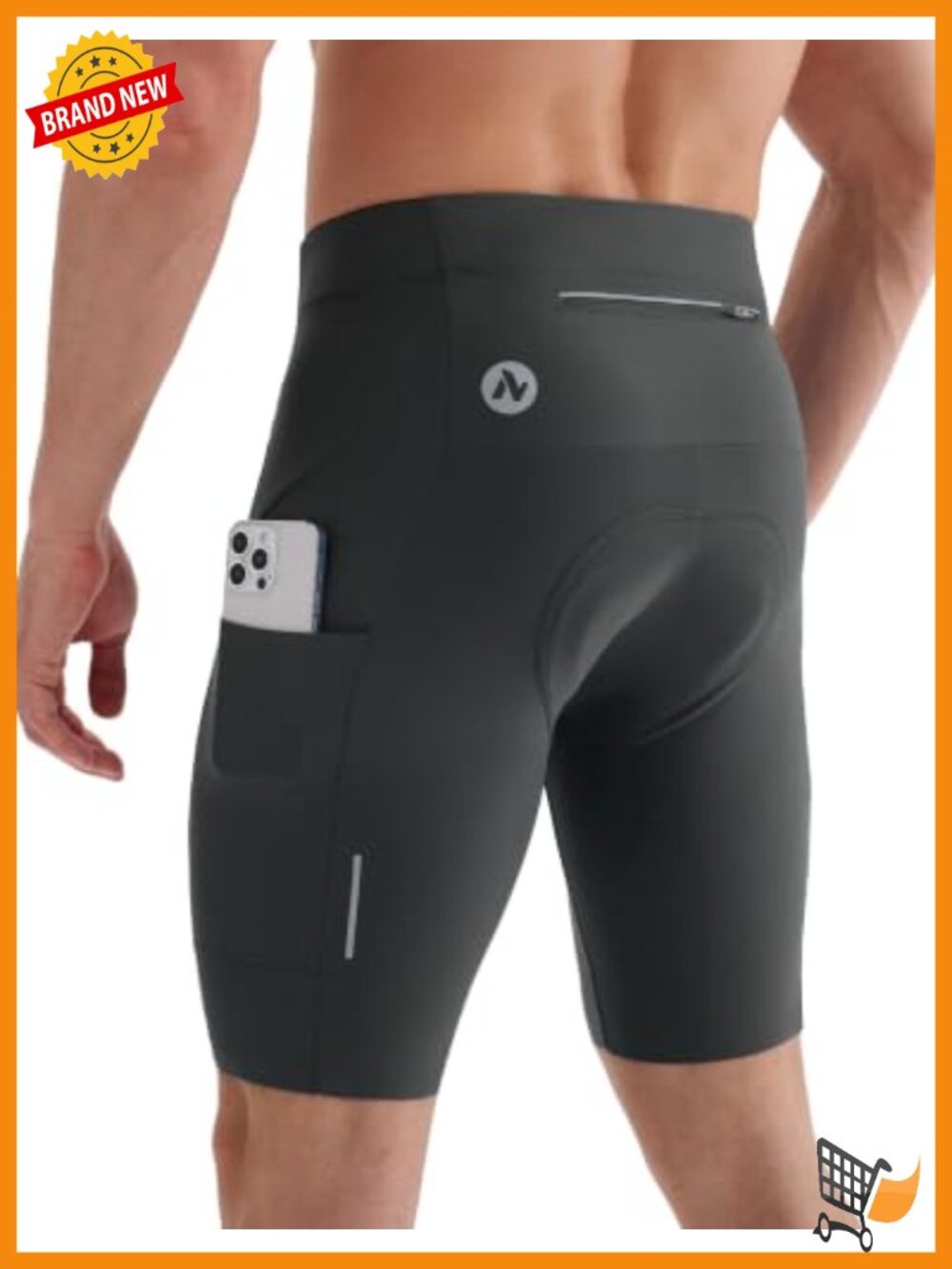 Men's Padded Cycling Shorts with 4D Pad UPF 50+ 2 Pockets